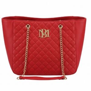 Badgley Mischka Large Quilted Tote Bag In Red